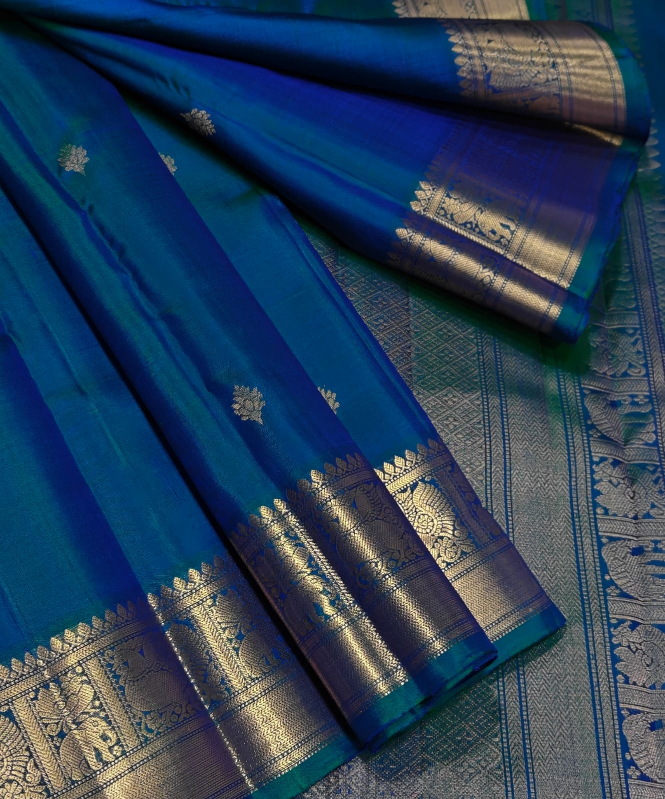 Rich Navy Blue Bridal Collection Kancheepuram Pattu Saree
